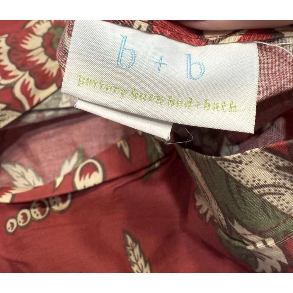 POTTERY BARN B + B Bed and Bath Red Floral Euro Pillow Set Shams Cottagecore